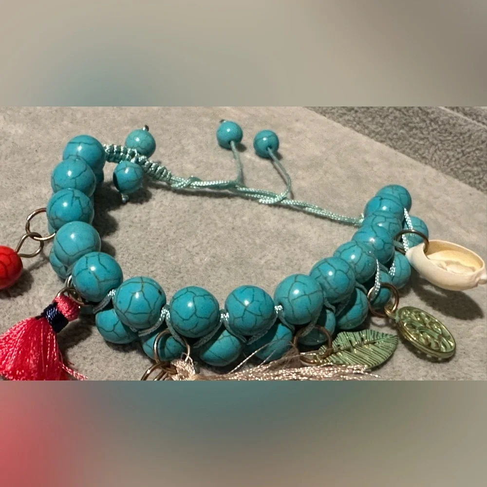 Good luck beach bracelet. Blue and Red Bohemian Bracelet